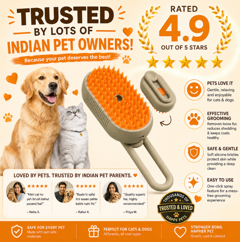 2-in-1 Steam Pet Grooming Brush for Dogs & Cats | Self-Cleaning Silicone Deshedding Comb with Spray Massage