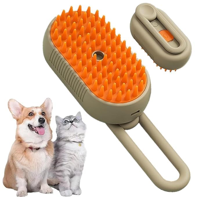 2-in-1 Steam Pet Grooming Brush for Dogs & Cats | Self-Cleaning Silicone Deshedding Comb with Spray Massage