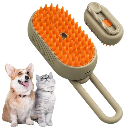 2-in-1 Steam Pet Grooming Brush for Dogs & Cats | Self-Cleaning Silicone Deshedding Comb with Spray Massage