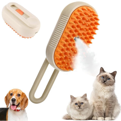 2-in-1 Steam Pet Grooming Brush for Dogs & Cats | Self-Cleaning Silicone Deshedding Comb with Spray Massage